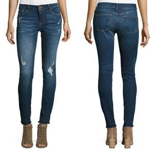 DL1961 Premium Denim Florence Instasculpt Skinny Jeans Strive Blue Frayed HEMMED